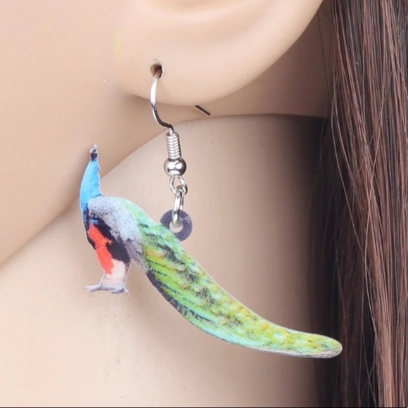 Peacock Acrylic Earrings - Picture 2 of 6